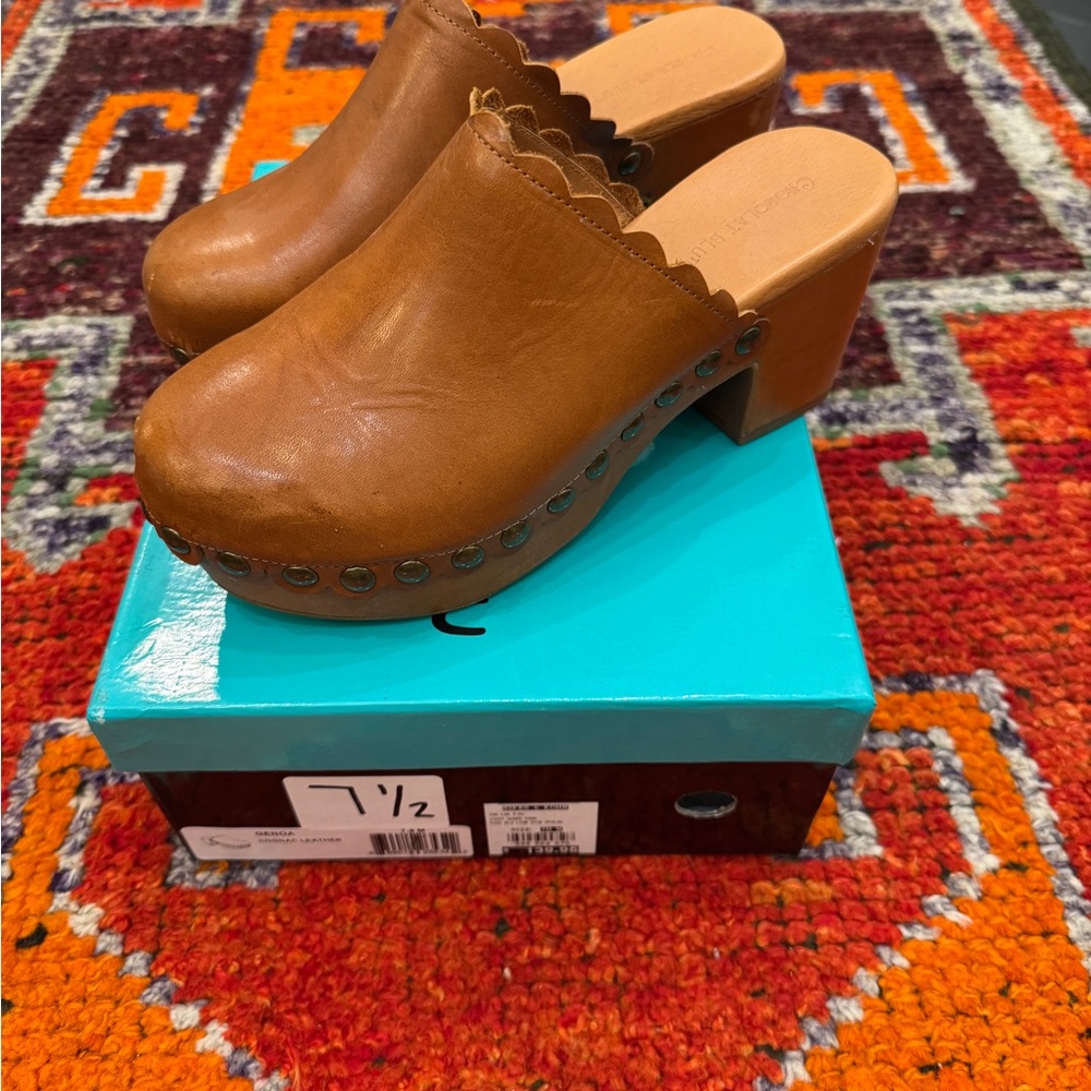 Chocolat Blu Cognac Leather Clogs